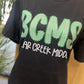 Bear Creek Middle Seersucker Spirit Tee - Green Seerksucker on Gildan Softstyle Black