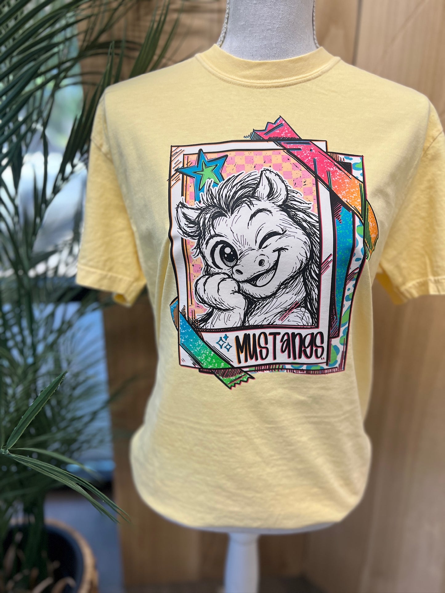 Cutie Mascot Mustangs on Comfort Colors (Shown on Butter)