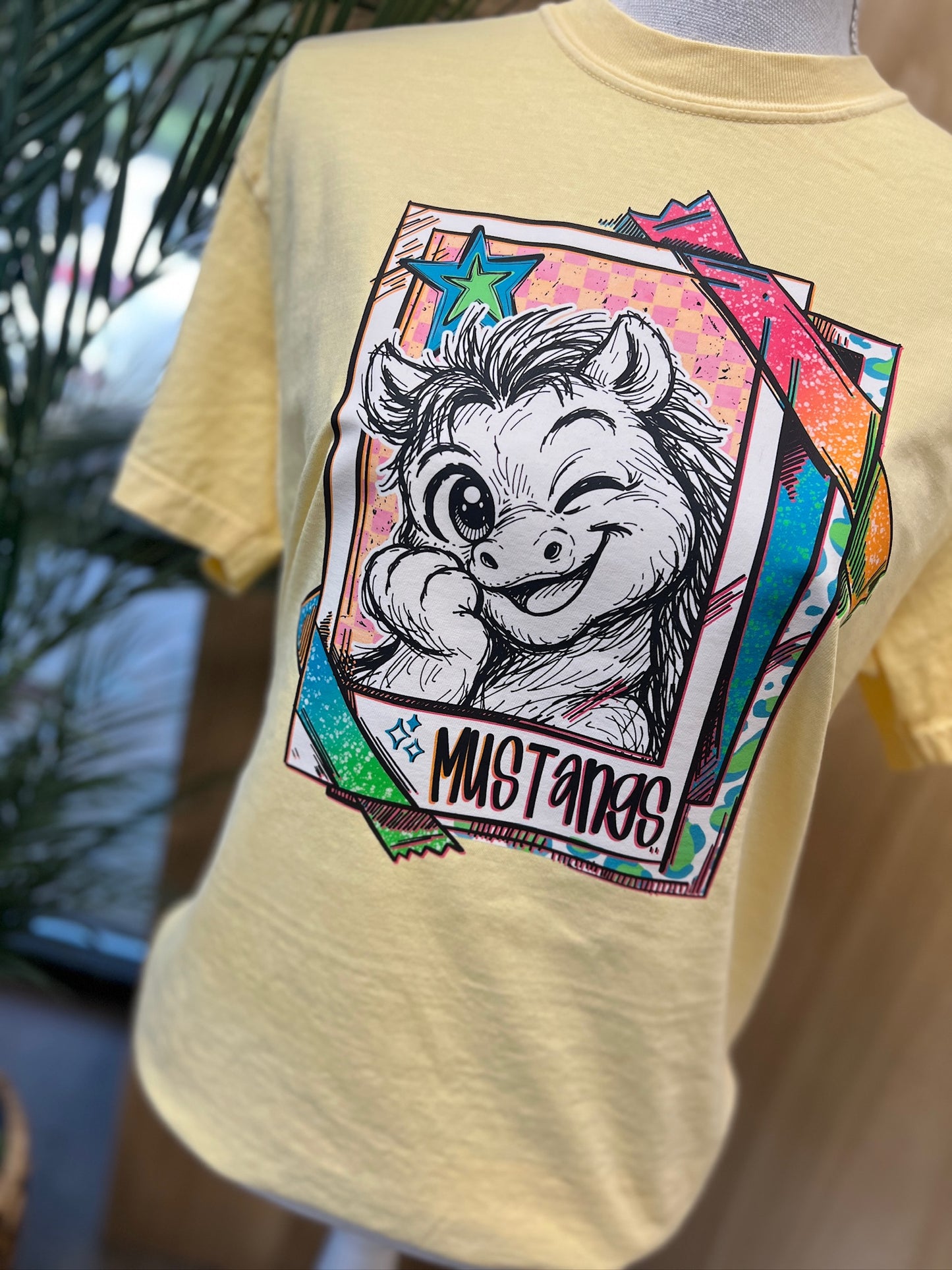 Cutie Mascot Mustangs on Comfort Colors (Shown on Butter)