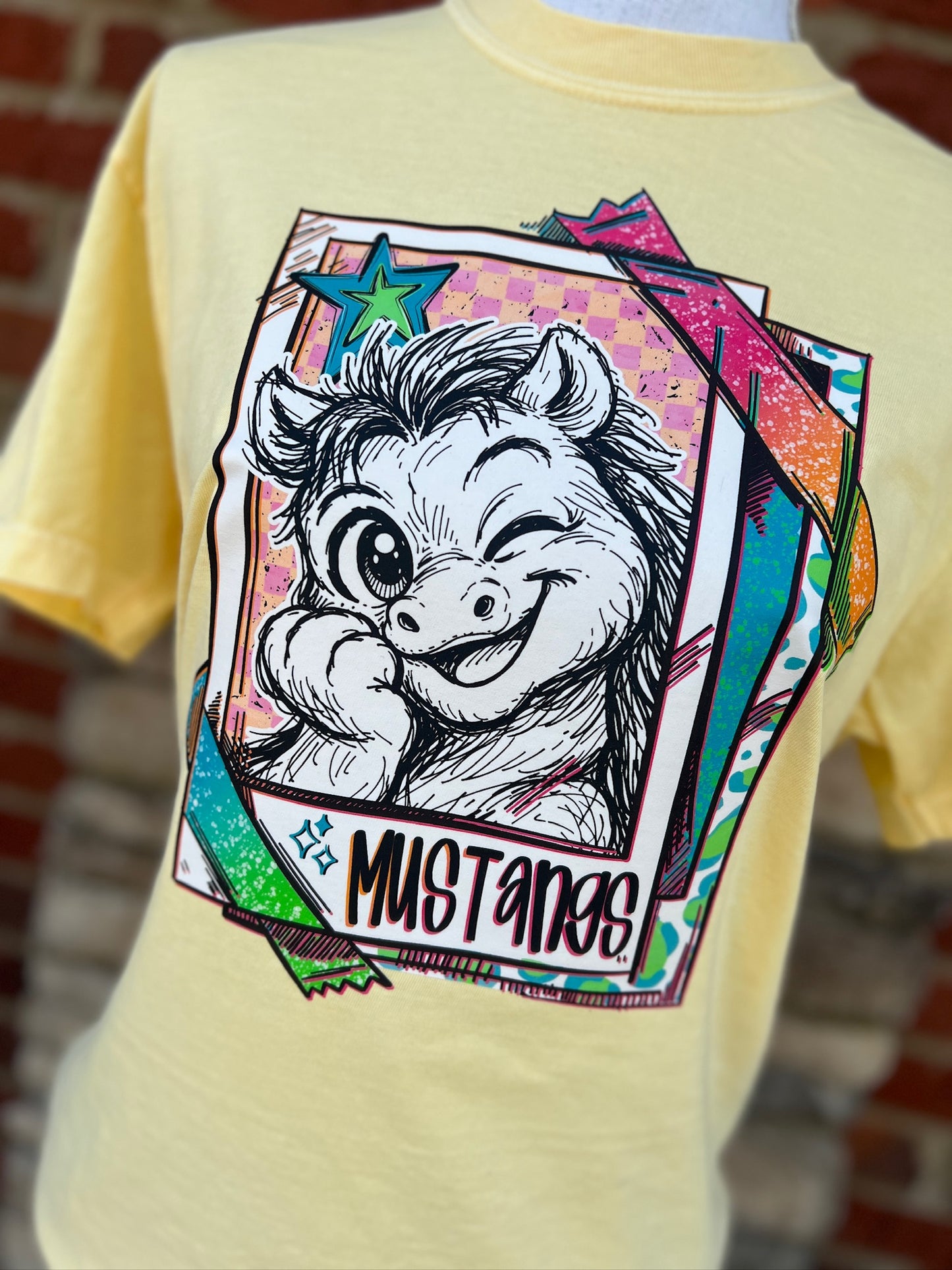 Cutie Mascot Mustangs on Comfort Colors (Shown on Butter)