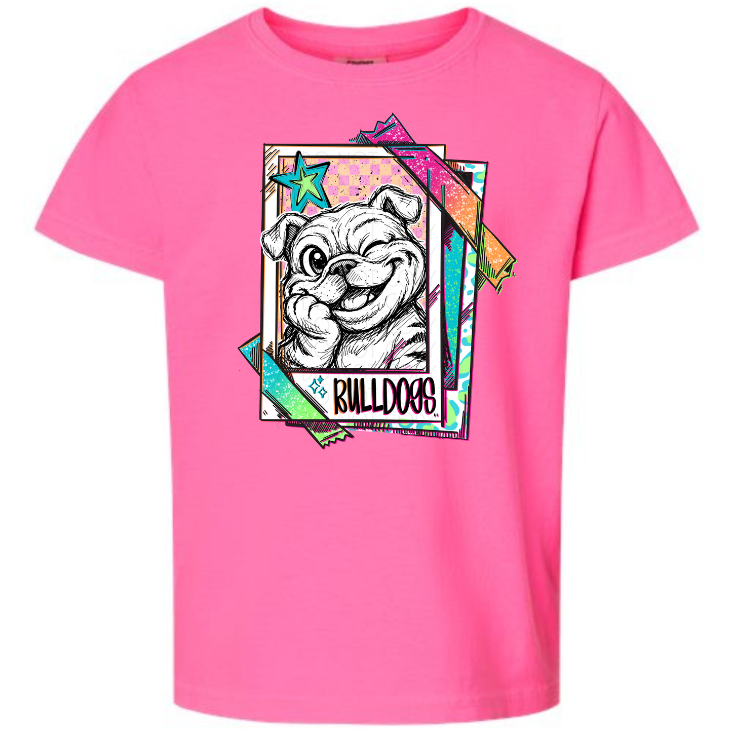 Cutie Mascot Bulldogs on Comfort Colors (Shown on Neon Pink)
