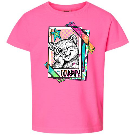 Cutie Mascot Cougars on Comfort Colors (Shown on Neon Pink)