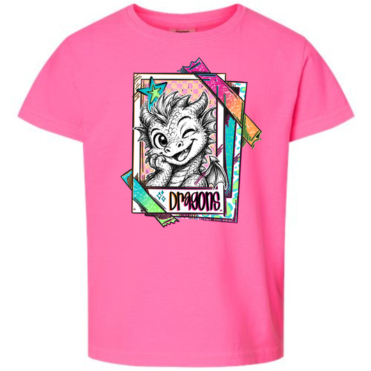Cutie Mascot Dragons on Comfort Colors (Shown on Neon Pink)