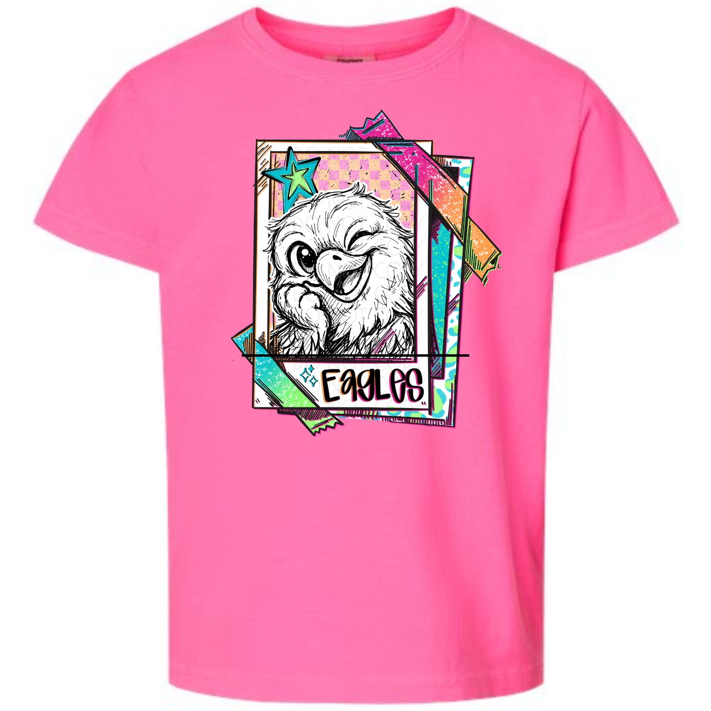 Cutie Mascot Eagles on Comfort Colors (Shown on Neon Pink)