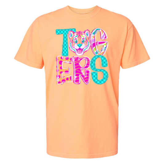 Pep Rally Riot Mascot Tigers on Comfort Colors (Shown on Neon Cantaloupe)