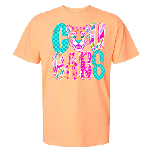 Pep Rally Riot Mascot Cougars on Comfort Colors (Shown on Neon Cantaloupe)