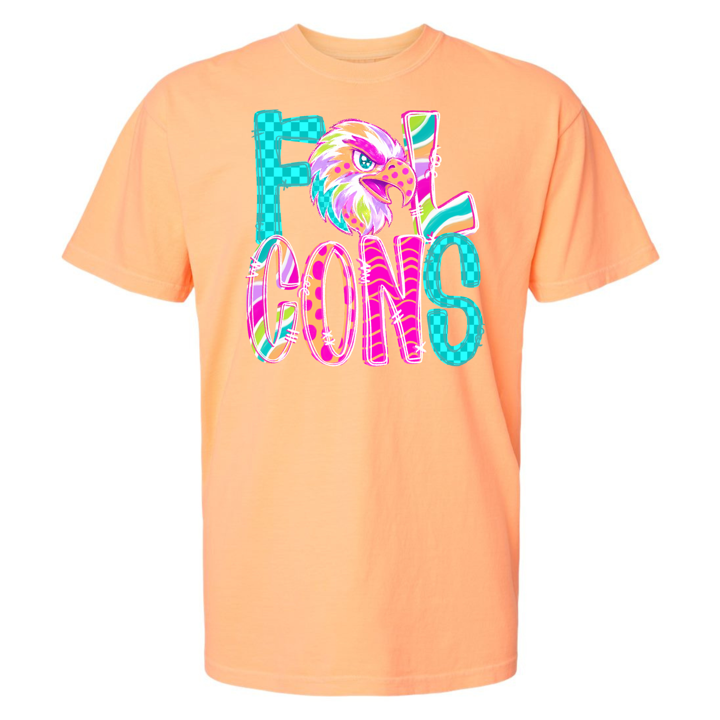 Pep Rally Riot Mascot Falcons on Comfort Colors (Shown on Neon Cantaloupe)