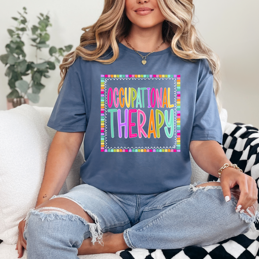 Occupational Therapy Bright Color Letter/Rectangle on Stone Blue